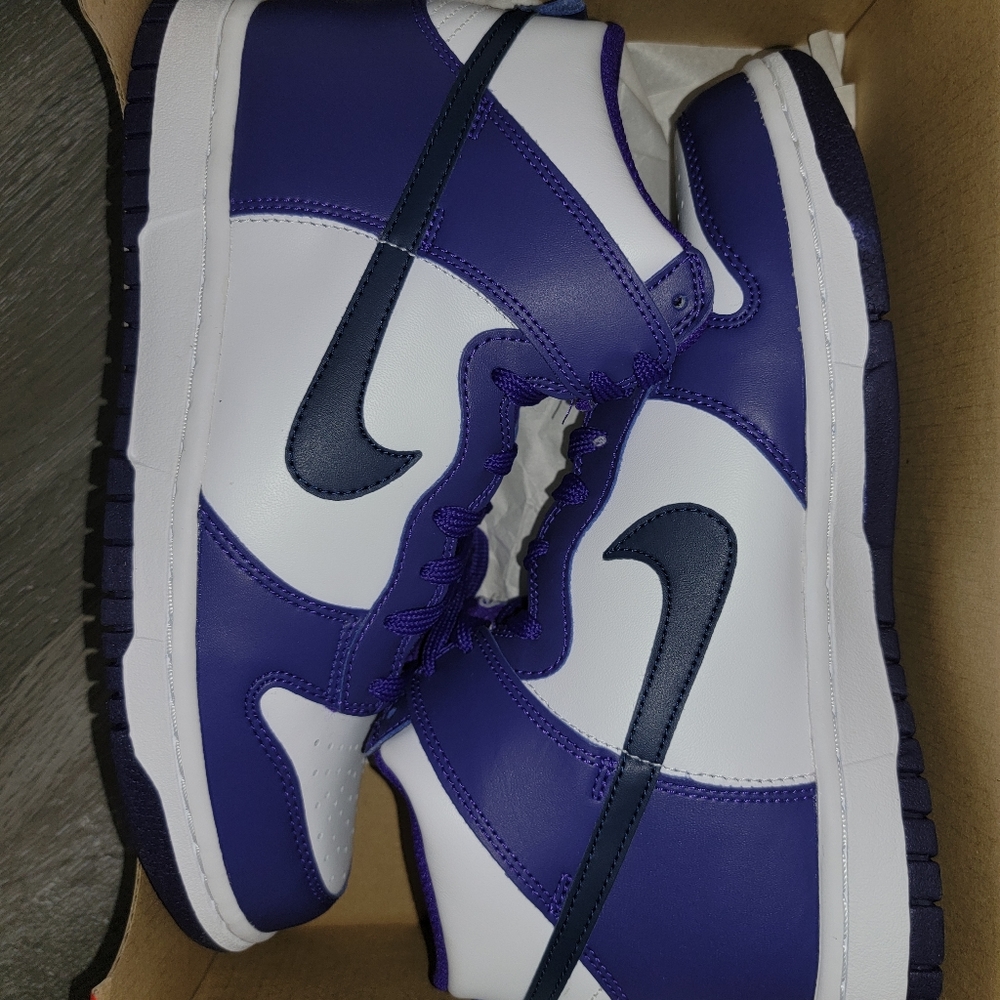 Nike dunk high hi size 7y white midnight navy